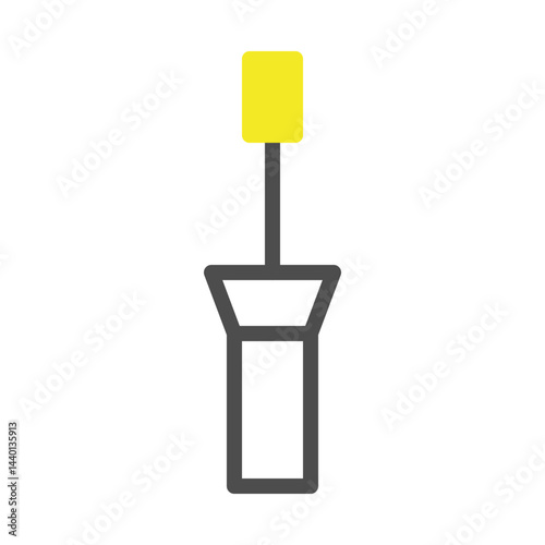 Stylized representation of a yellow topped applicator with a grey handle