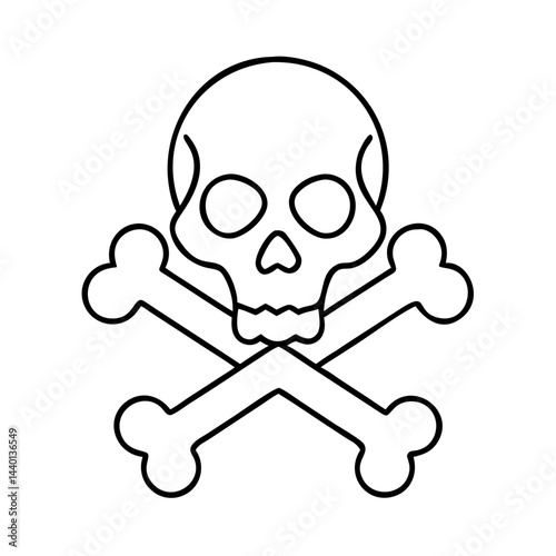 skull and crossbones icon, skull and crossbones line art - simple line art of skull and crossbones, perfect for skull and crossbones logos and icons