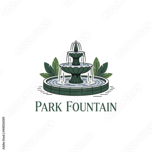 Hand Drawn Water Fountain Park logo