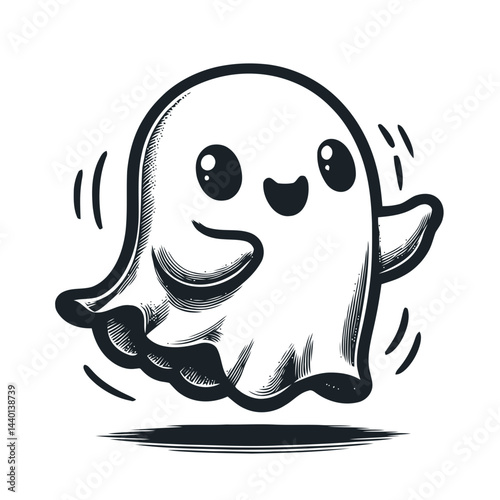 Lively chibi ghosts showcasing hilarious dance moves for Halloween decorations and playful festive cartoon-themed illustrations.