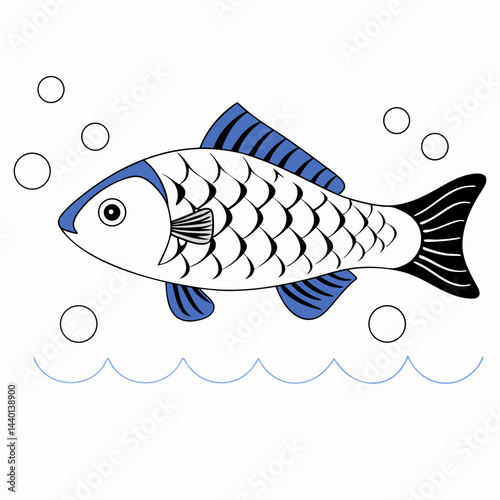 vector illustration of a cartoon fish