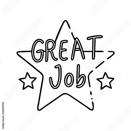 star with great job text icon, star with great job text line art - simple line art of star with great job text, perfect for star with great job text logos and icons