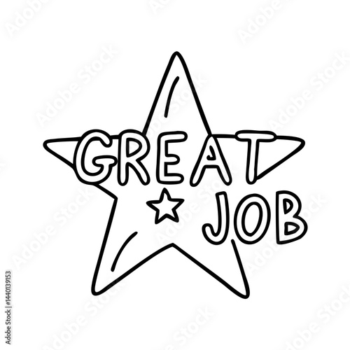 star with great job text icon, star with great job text line art - simple line art of star with great job text, perfect for star with great job text logos and icons