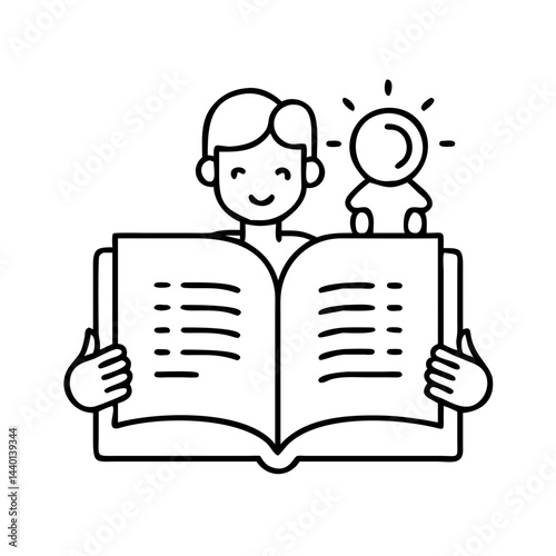 storytime icon, storytime line art - simple line art of storytime, perfect for storytime logos and icons