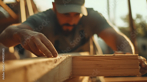 Obraz na płótnie Carpenter Working with Wood w salonie