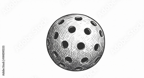 Hand drawn pierced ball illustration with hatching