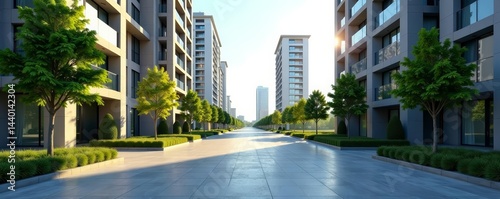 Urban development potential with vacant lot near modern building, city, development, empty