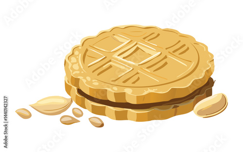 Cookies with Chocolate Filling - Vector Illustration