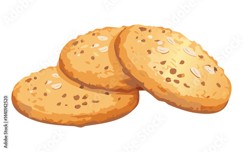 Dry cookies with almond topping - vector illustration