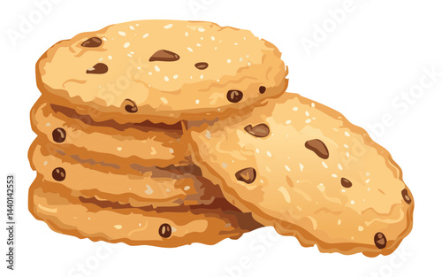 Biscuit Cracker with Chocochips - Vector Illustration