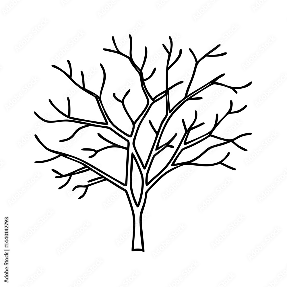 Fototapeta premium tree with bare branches icon, tree with bare branches line art - simple line art of tree with bare branches, perfect for tree with bare branches logos and icons