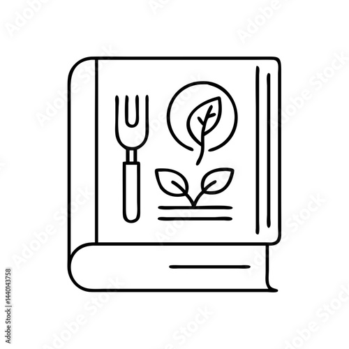 vegan cookbook icon, vegan cookbook line art - simple line art of vegan cookbook, perfect for vegan cookbook logos and icons