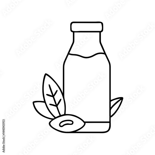 vegan milk almond or oat milk icon, vegan milk almond or oat milk line art - simple line art of vegan milk almond or oat milk, perfect for vegan milk almond or oat milk logos and icons