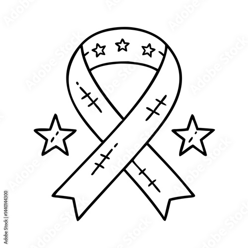 veterans day ribbon icon, veterans day ribbon line art - simple line art of veterans day ribbon, perfect for veterans day ribbon logos and icons
