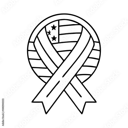 veterans day ribbon icon, veterans day ribbon line art - simple line art of veterans day ribbon, perfect for veterans day ribbon logos and icons
