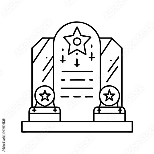 veterans memorial icon, veterans memorial line art - simple line art of veterans memorial, perfect for veterans memorial logos and icons