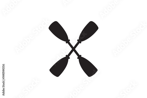 simple and unobtrusive Crossed canoe boat paddle vector silhouette illustration isolated in white background