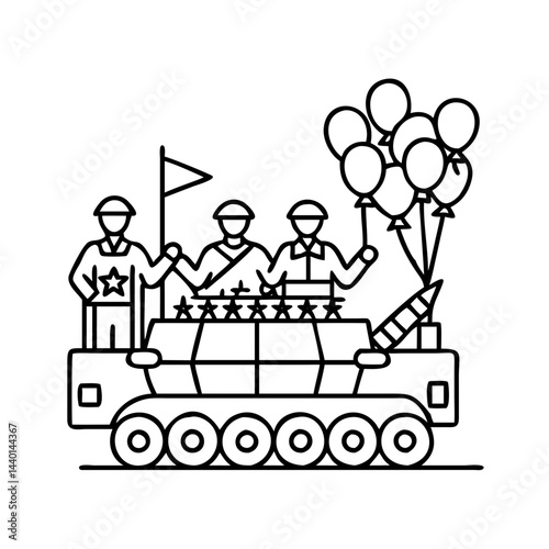 veterans parade float icon, veterans parade float line art - simple line art of veterans parade float, perfect for veterans parade float logos and icons