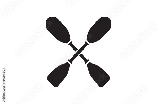 simple and unobtrusive Crossed canoe boat paddle vector silhouette illustration isolated in white background