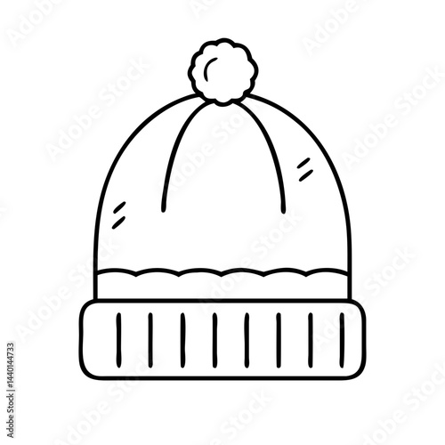 warm beanie hat icon, warm beanie hat line art - simple line art of warm beanie hat, perfect for warm beanie hat logos and icons