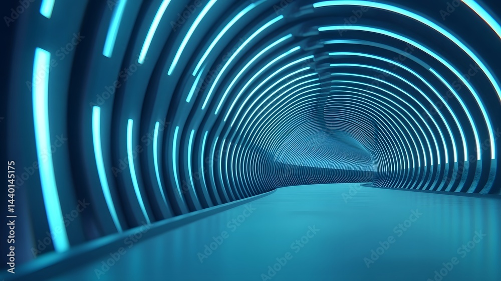 Obraz premium Mesmerizing Ultramodern Architectural Tunnel with Sleek LED Lighting in Luxurious Stadium Complex