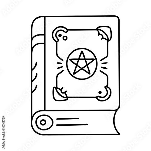 witch s spellbook icon, witch s spellbook line art - simple line art of witch s spellbook, perfect for witch s spellbook logos and icons