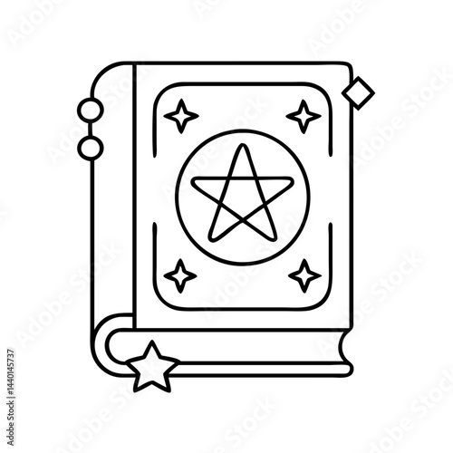 witch s spellbook icon, witch s spellbook line art - simple line art of witch s spellbook, perfect for witch s spellbook logos and icons