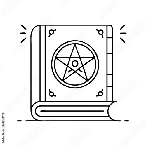 witch s spellbook icon, witch s spellbook line art - simple line art of witch s spellbook, perfect for witch s spellbook logos and icons