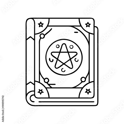 witch s spellbook icon, witch s spellbook line art - simple line art of witch s spellbook, perfect for witch s spellbook logos and icons