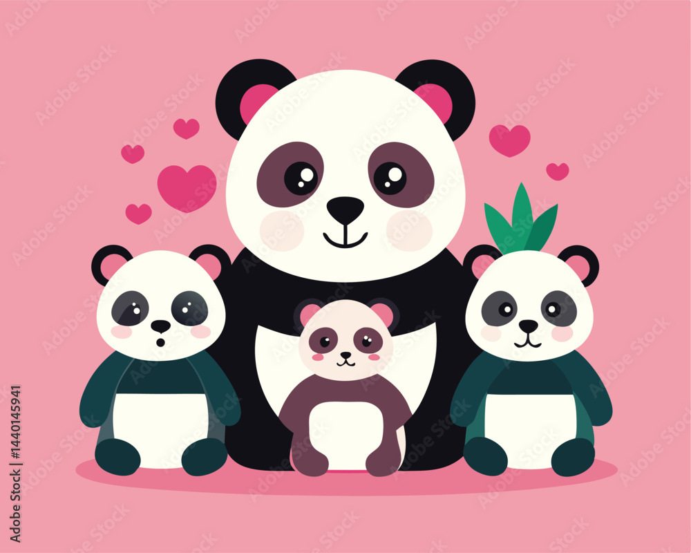 Cute Panda Family With A Mothers Day Theme Cute Panda Family With A Mothers Day Theme