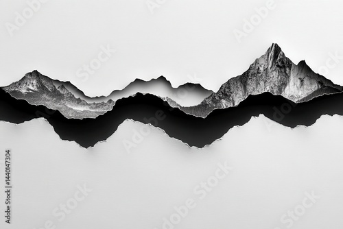 Ripped paper mountain range