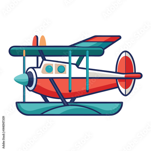 Seaplane set icon isolated on white background