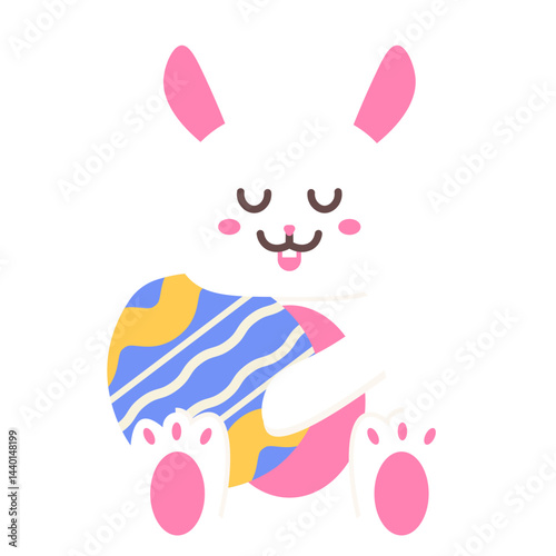 Easter Bunny Hugging Egg Illustration