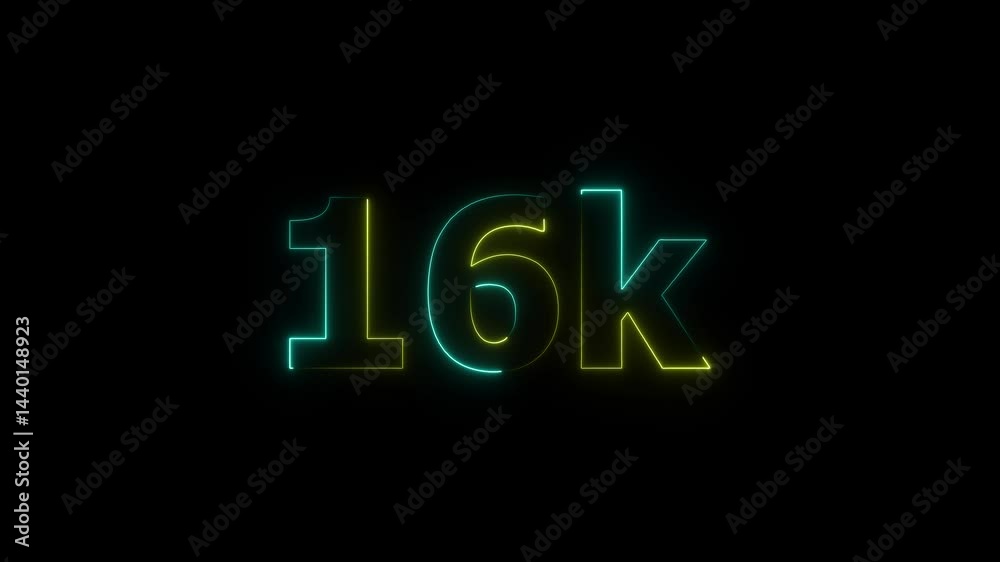 16k text font with neon effect,16k followers, Thank You, social sites post. Thank you followers congratulation. 16K subscribers modern animation banner design. 16k Followers Celebration text animation 16k text font with neon effect,16k followers, Thank You, social sites post. Thank you followers congratulation. 16K subscribers modern animation banner design. 16k Followers Celebration text animation