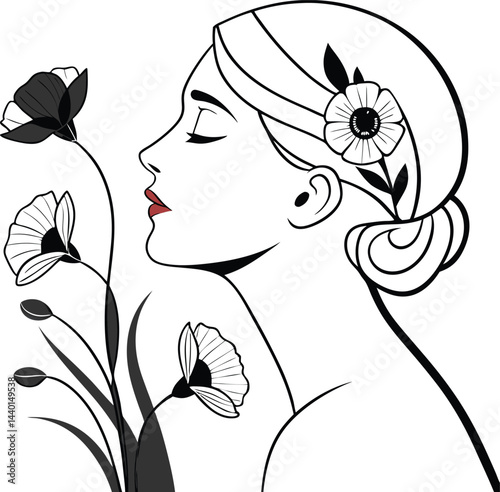  A minimalist stylized female design vector art