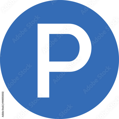 blue parking sign with white letter p indicating designated parking area