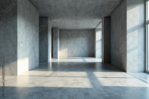 Selective focus on abstract gray ceiling surface with shadowed corners, room, shadow