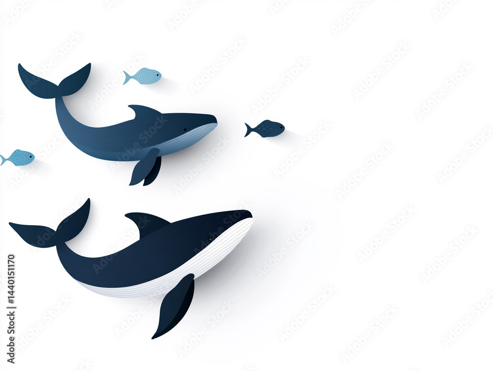 Fototapeta premium Vector art of clean ocean campaign, save the whales 