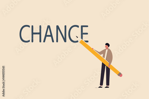 Turn change into chance, transformation for business opportunity, evolve to survive and win business competition concept, smart businessman using eraser to erase alphabet from change to be chance.