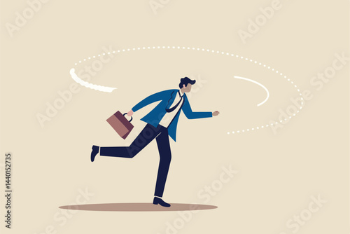 Karma boomerang, sin or consequence of evil action return to himself, disaster and responsibility concept, businessman throw boomerang and it return to hurt himself.