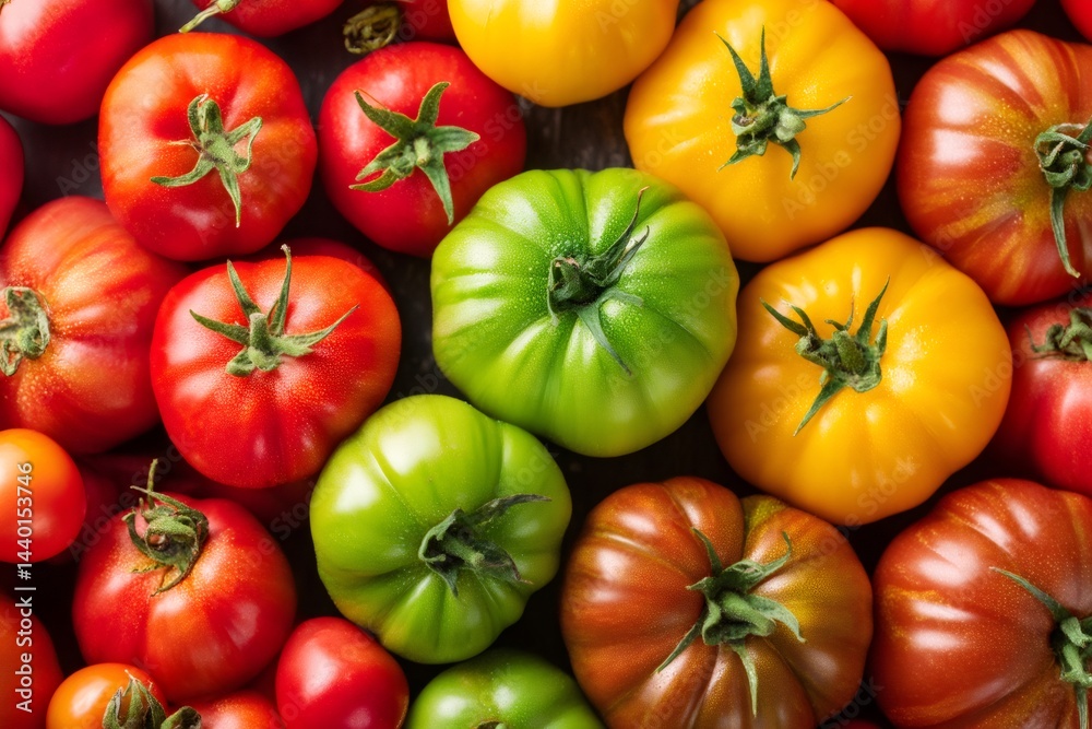 Colorful heirloom tomatoes forming a vibrant background
