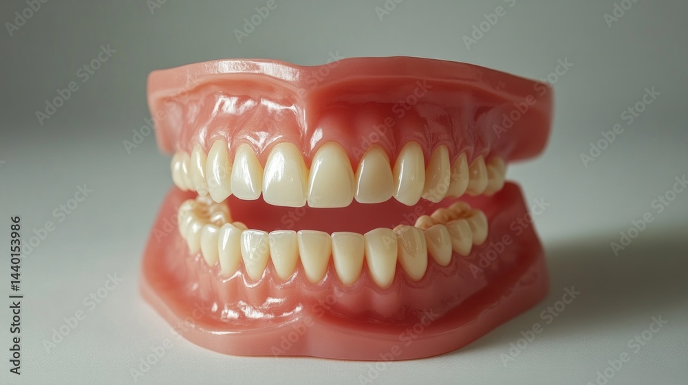 A close up of a fake tooth with a pink color A close up of a fake tooth with a pink color