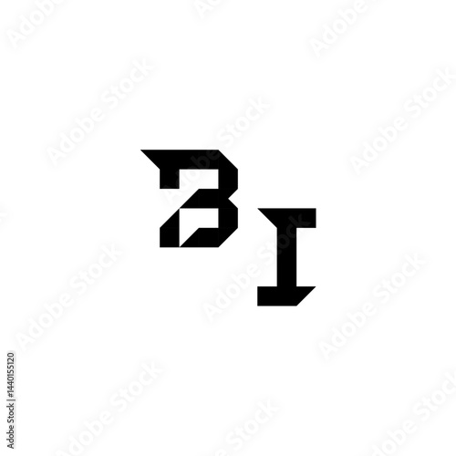 sporty style monogram cool minimalist logo BI Initial square concept Alphabet