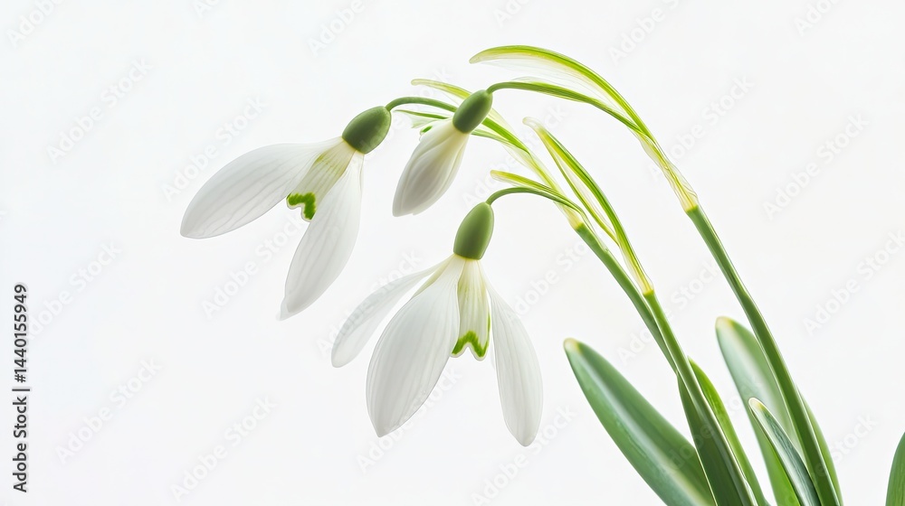 Obraz premium snowdrop flowers isolated on white background,Bouquet of snowdrops on a white background 