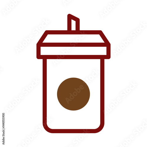 Stylized beverage container with straw, modern minimalist line art illustration