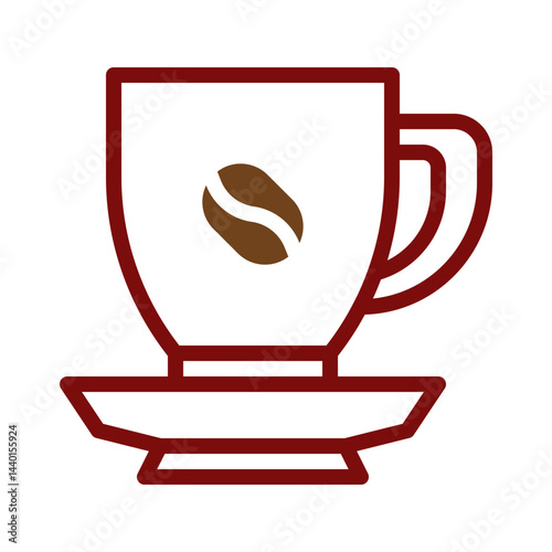 Simple illustration of a coffee cup featuring a coffee bean design element