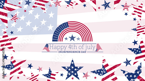 Retro style abstract memorial day concept vector design frame, happy 4th july text. Usa freedom day design banner to use for 4th july independence day projects. 