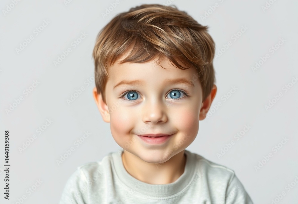 Toddler boy portrait with brown hair and blue eyes Toddler boy portrait with brown hair and blue eyes