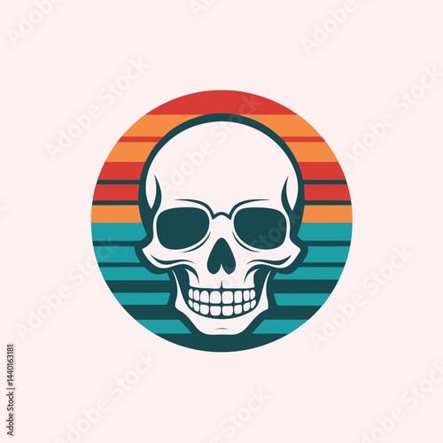 skull on vintage retro background