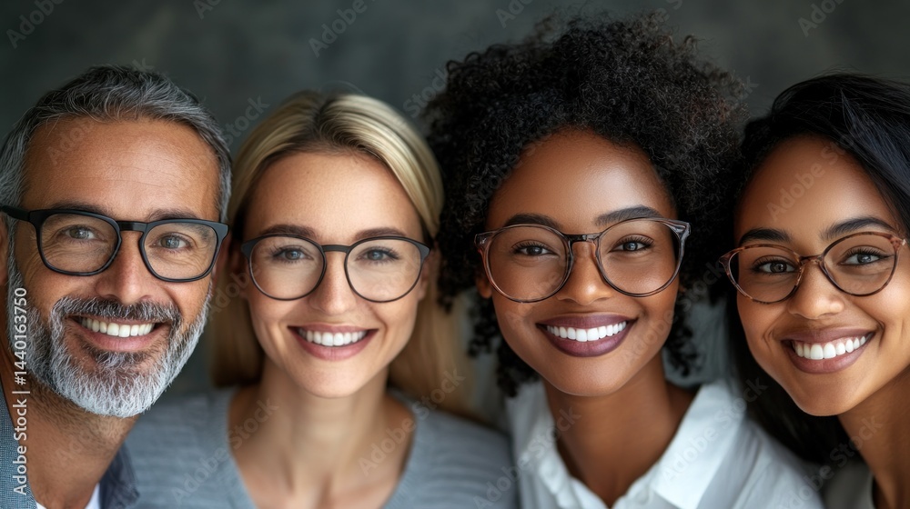 Fototapeta premium Diverse group smiling, wearing eyeglasses
